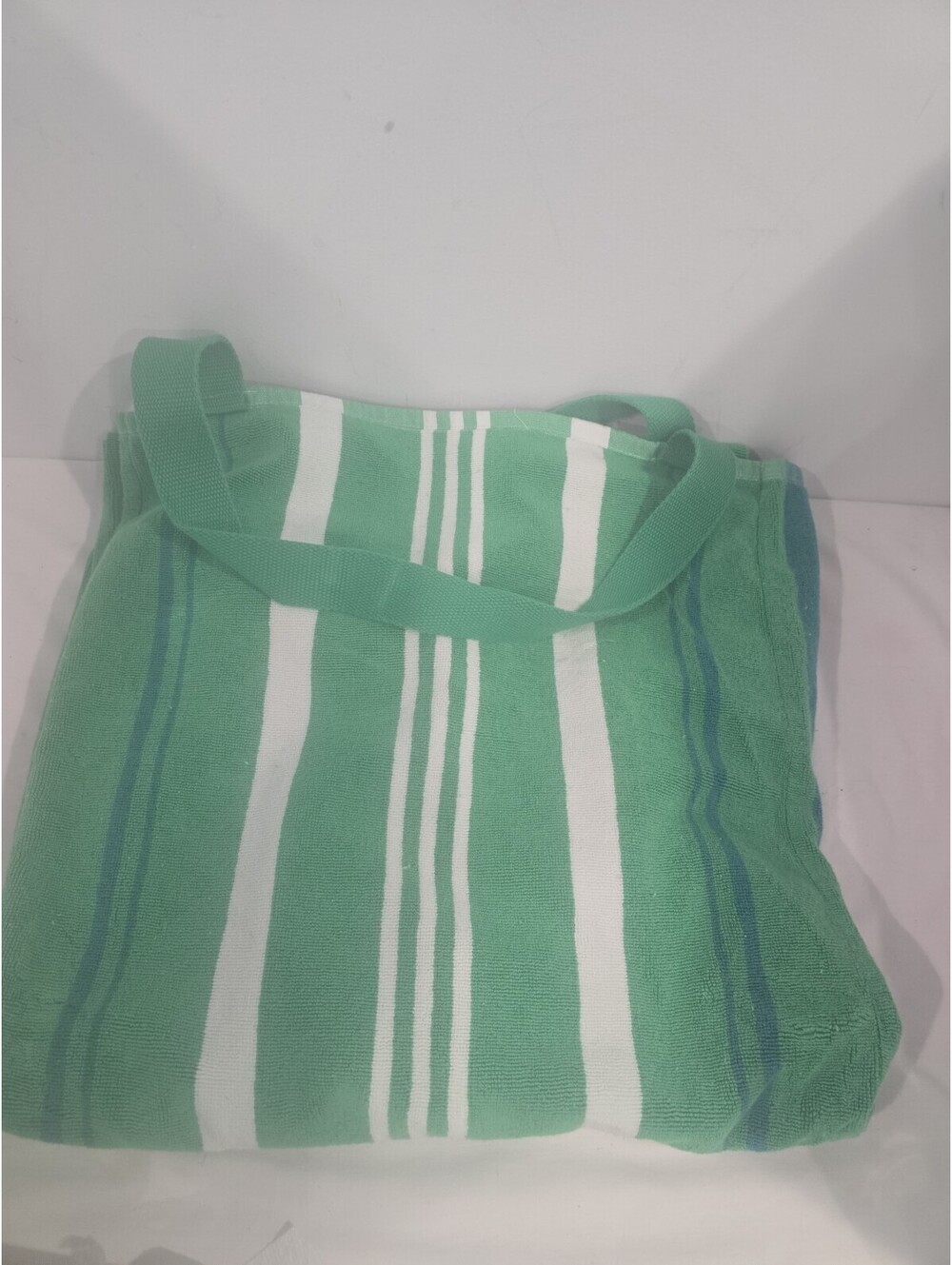 Himatsingka America Beach Towel Tote Bag Green Multicolor Striped 2-in-1 Cotton